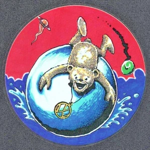 Grateful Dead Vintage Decal Sticker | Surfing Teddy Bear Peace Symbol Surf Wave - Picture 1 of 1