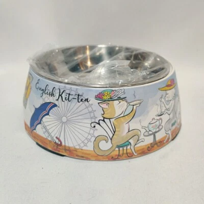 Cuenco para gatos "Kit-Tea Inglés" Go verde bambú alimentación para gatitos cuenco de acero inoxidable extraíble Foto 1 de 4