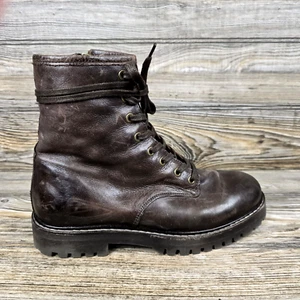 Thursday Coda Dark Brown Leather Side-Zip Combat Boots Women's Size 7 - Picture 1 of 9