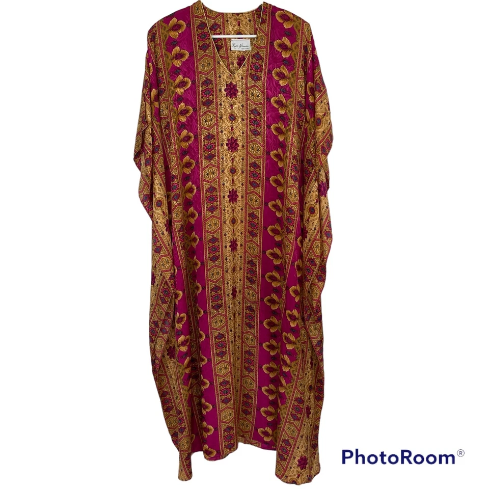 Ruth Norman Kaftan Muumuu De Colección Oro Rosa Satinado Floral Talla Única M L? Foto 1 de 4