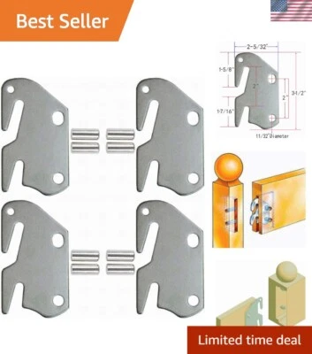 Placas de gancho de acero calibre 13 con pasadores de montaje para camas de madera - 4 unidades Foto 1 de 4