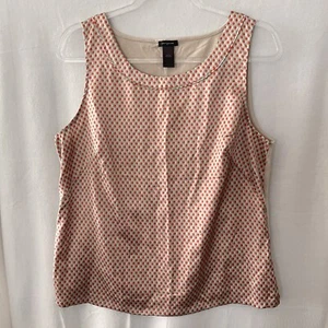 Ann Taylor Tank Top Womens L Geometric Pattern Satin Front Knit Back Career Wear - Picture 1 of 5