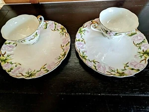 2 Sets Lefton Snack Teller & Tassen geprägt rosa Rosen Sommer 261 - Bild 1 von 8