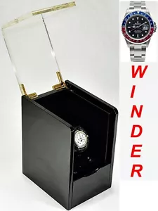 Bobinador de reloj automático único -modelo: VISTA VAULT-1B-Piano brillo ébano negro - Imagen 1 de 1