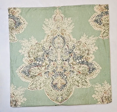 Pottery Barn Serrano Medallion Floral Pillow Sham Cover 24 x 24 Blue Green 2013 - Image 1 of 4