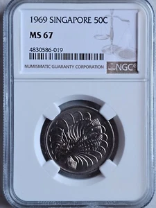 Singapore 50 Cents 1969 NGC MS 67 - Picture 1 of 2