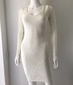 Catherine Malandrino Women's Dress Bodycon Cocktail Long Sleeve Rayon White P - Picture 1 of 12