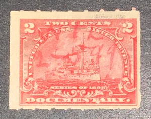 Travelstamps: 1898 US Stamps Scott #R164 “Battleships “ Used NG Red Pen Cancel - Picture 1 of 5