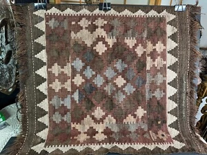 Old Turkish Handmade Wool Kilim with Earthy Colours …beautiful collection and di - Picture 1 of 11