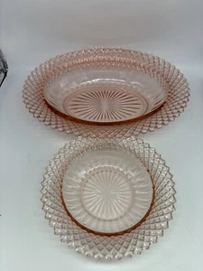 VTG Depression Glass Miss America Pink Celery Dish & Candy Dish Anchor Hocking - Picture 1 of 8