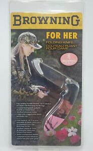 Browning For Her Lightweight Folding Pocket Knife Pink Mossy Oak W/Clip & Sheath