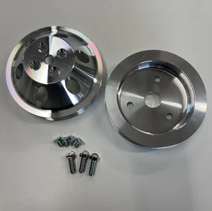 2 Groove Pulley Kit, Short Water Pump, Aluminum, Fits Chevy SB 283 327 350 V8 - Bild 1 von 5