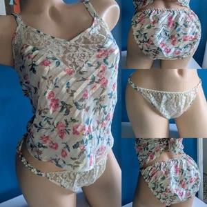 NWOT Vintage VICTORIA'S SECRET Satin String Bikini PANTIES GOLD TAG M w/Camisole - Picture 1 of 24