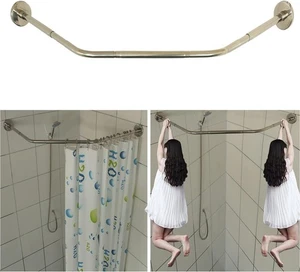Diamond Shaped Bathroom Bathtub Corner Shower Curtain Rod Rack 304 Stainless - Picture 1 of 7