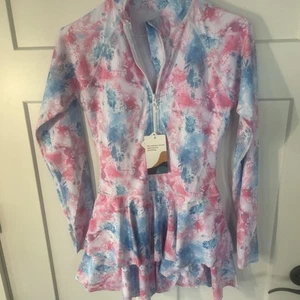 Costume da bagno nuovo con etichette Uniquebella Rash Guard L/S costume da bagno surf costume da bagno taglia S - Foto 1 di 7