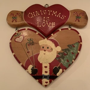 Vintage JDI Fallbrook Plakette Weihnachten ist Liebe Herz & Santa handgefertigt in Mexiko - Bild 1 von 7