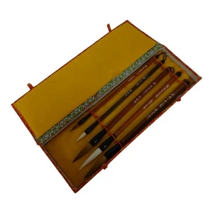 Set 5 Chinese Calligraphy Brushes Sumi Water Writing Painting in Red Silk Box - Picture 1 of 18