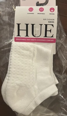 NEW HUE Women’s 3-Pack Air Cushion No Show Socks White 9-11 NWT - Image 1 of 2
