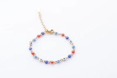 Pulsera Protección De Ojos Turco Multicolor Acero Inoxidable Cadena Extensión  Foto 1 de 4