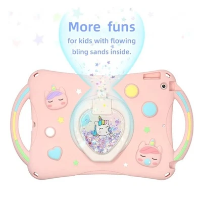 Funda Carcasa iPad Unicornio Rosa Niños A Prueba de Golpes Mango Soporte con Correa Brillo Foto 1 de 4