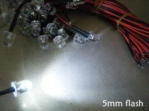 3pcs Flashing Flash Blink 5mm 3v-6v-9v-12v Water Clear White Pre-Wire Led,5WF - Picture 1 of 3