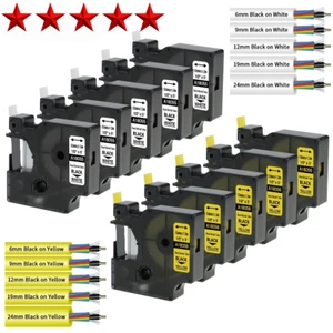 IND Schrumpfschlauch Etiketten für DYMO Rhino 5000 5200 6000 Gelb Weiß 6-19mm - Bild 1 von 11