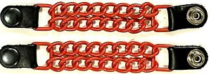 2 MATTE RED POWDER COATED DOUBLE CHAIN MOTORCYCLE VEST EXTENDERS MADE IN USA