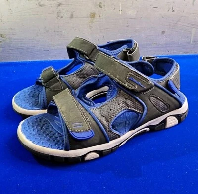 Sandalias Eddie Bauer Mikey Hook and Loop River para jóvenes, azules/grises, talla 2M Foto 1 de 4