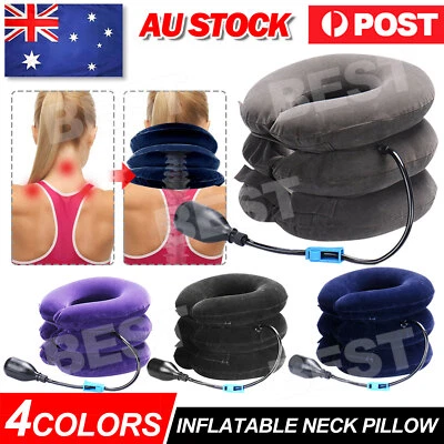 Air Inflatable Neck Pillow Head Cervical Traction Support Stretcher Relief PainA - image 1 of 4
