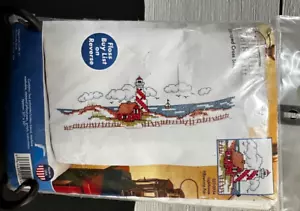 Stamped Cross Stitch Pillow Cases Pair. Lighthouse. Read Description - Picture 1 of 3