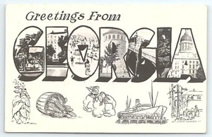 Postcard RPPC Greetings from Georgia Large Letter and Artwork - Picture 1 of 2