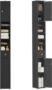 Haotian Bathroom Tall Cabinet with 1 Drawer, 2 Doors and Adjustable Shelves - Picture 1 of 6