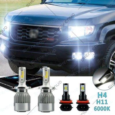 For Honda Ridgeline 2006-2014 Combo Kit 4x 6000K LED Headlight Hi/Low Fog Bulbs - Изображение 1 из 4