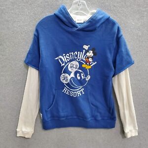 Disney Parks Boys Sweatshirt XL Blue Hoodie Disneyland Resort Mickey 55 Logo