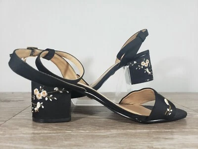 Tacones para mujer Nanette Ruby negros talla 6,5 M negro estampado floral correa para el tobillo Foto 1 de 4