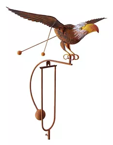 Metal Brown Bald Eagle Rustic Rocker Garden Stake - Picture 1 of 2