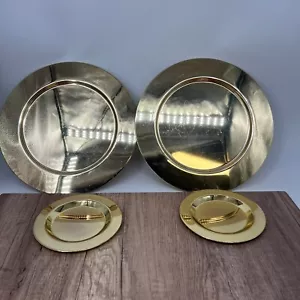 Set of Gold Metal Charger Plates 12" and 6" 8 each Wedding Table Party 13" Brass - Picture 1 of 8