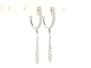 Huggie Hoops With Drop Shape Charm In 18k Gold. - Picture 1 of 5