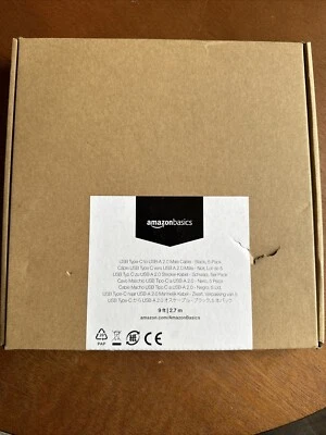 5-Pack Amazon Basics USB Type-C to USB-A 2.0 Male Charger Cable 9 Feet - Image 1 of 2