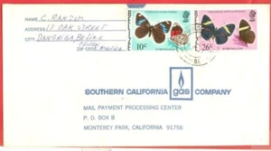 Butterfly 10c + 26c stamp of BELIZE used on cover to USA - Picture 1 of 1