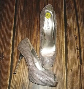 guess shoes silver heels