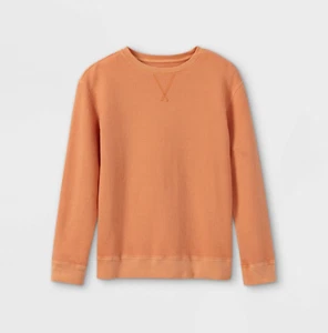 Boys' Washed Waffle Crewneck Sweatshirt - Cat & Jack, Orange or Charcoal - Picture 1 of 7