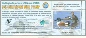 D2K Washington Duck Stamp 2013 $15.00 mini-sht/1 - Picture 1 of 1