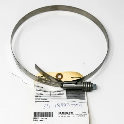 Breeze Constant Torque Air Hose Intake 7-1/2" At Air C Clamp 53-18882-006 Gillig Foto 1 de 4