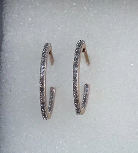 Orecchini a cerchio DeCarat 1/4 ct diamante naturale interno argento placcato oro rosa - Foto 1 di 6