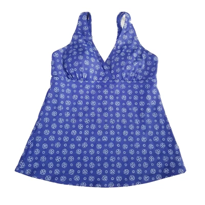 L.L. Bean Tankini Women Size 10 Blue White Swim UPF 50+ Protection Padded - Image 1 of 4