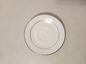 Noritake Kendal 6903 Saucer 6" White on White Floral Decor with Platinum Trim - Picture 1 of 4