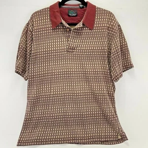 Greg Norman Cotton Polo Shirt Size Medium Maroon Burgundy Geometric Pattern - Bild 1 von 9