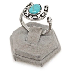 Anello stile sud-ovest misura 8 1/2 argento sterling ferro di cavallo e cuore turchese - Foto 1 di 12