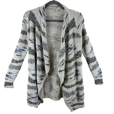 Cárdigan abierto tejido acogedor asimétrico manga larga gris crema Lucky Brand talla XS Foto 1 de 4